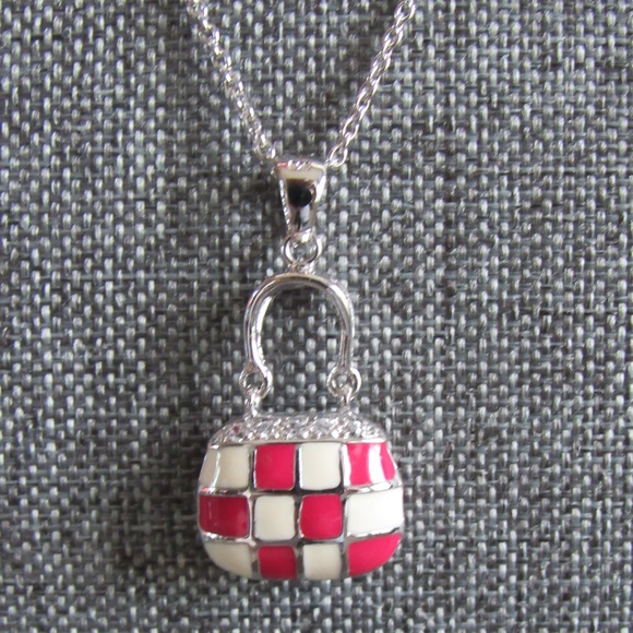 Checkered Purse Handbag Chain Necklace - Picture 5 of 8